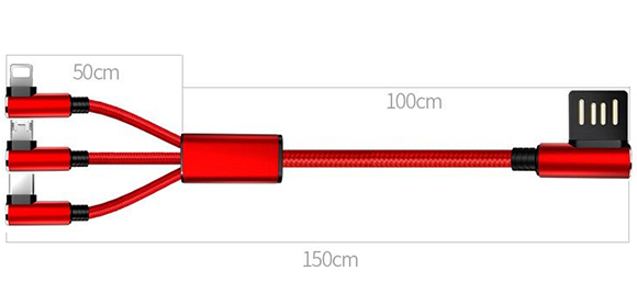 USB-кабель QUWIND с различными разъемами Lightning, Type-C, Micro USB