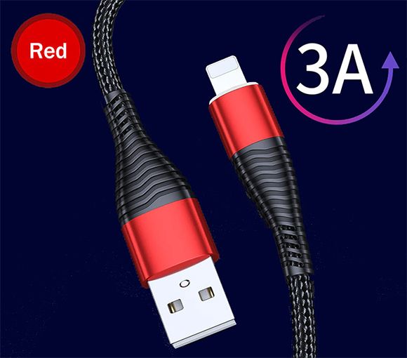 USB кабель ROCK 3.0A Lightning для быстрой зарядки iPhone, iPad, iPod